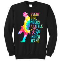 Wo Every  Needs A Little Rip In Her Jeans Funny Quotes Sweatshirt