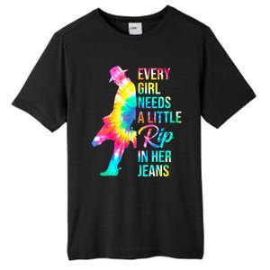 Wo Every  Needs A Little Rip In Her Jeans Funny Quotes Tall Fusion ChromaSoft Performance T-Shirt