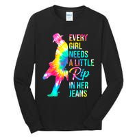 Wo Every  Needs A Little Rip In Her Jeans Funny Quotes Tall Long Sleeve T-Shirt