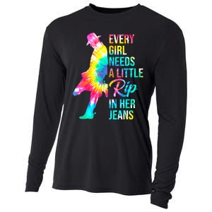 Wo Every  Needs A Little Rip In Her Jeans Funny Quotes Cooling Performance Long Sleeve Crew