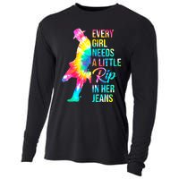 Wo Every  Needs A Little Rip In Her Jeans Funny Quotes Cooling Performance Long Sleeve Crew