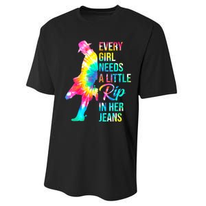 Wo Every  Needs A Little Rip In Her Jeans Funny Quotes Performance Sprint T-Shirt