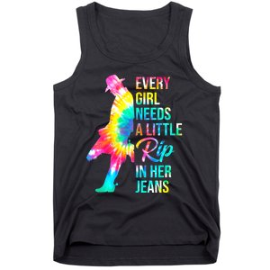 Wo Every  Needs A Little Rip In Her Jeans Funny Quotes Tank Top