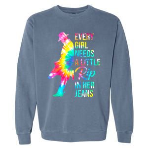 Wo Every  Needs A Little Rip In Her Jeans Funny Quotes Garment-Dyed Sweatshirt