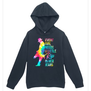 Wo Every  Needs A Little Rip In Her Jeans Funny Quotes Urban Pullover Hoodie