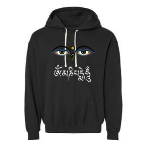 Wisdom Eyes Om Mani Padme Hum Buddha Buddhist Dalai Lama Garment-Dyed Fleece Hoodie