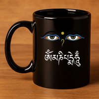 Wisdom Eyes Om Mani Padme Hum Buddha Buddhist Dalai Lama 11oz C Handle Ceramic Mug
