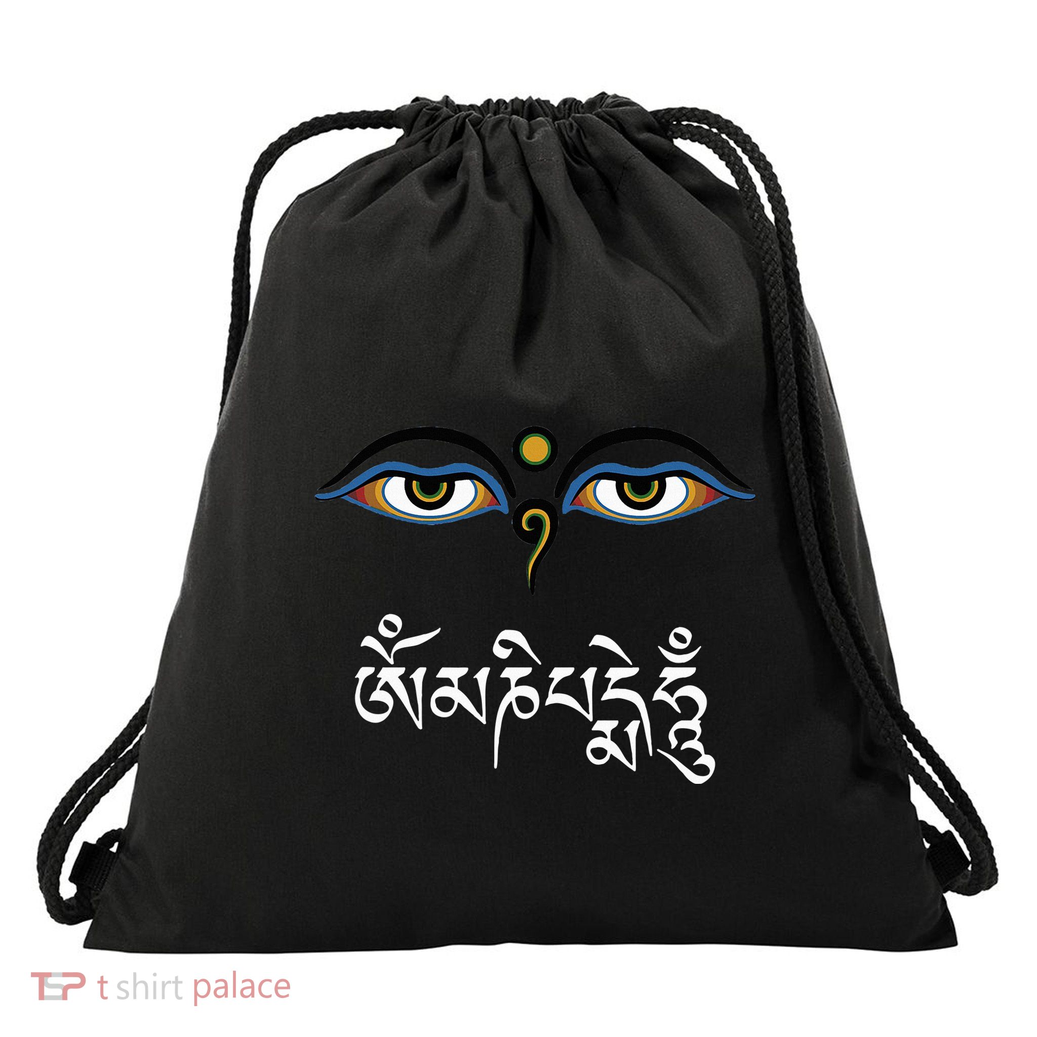 Wisdom Eyes Om Mani Padme Hum Buddha Buddhist Dalai Lama Drawstring Bag