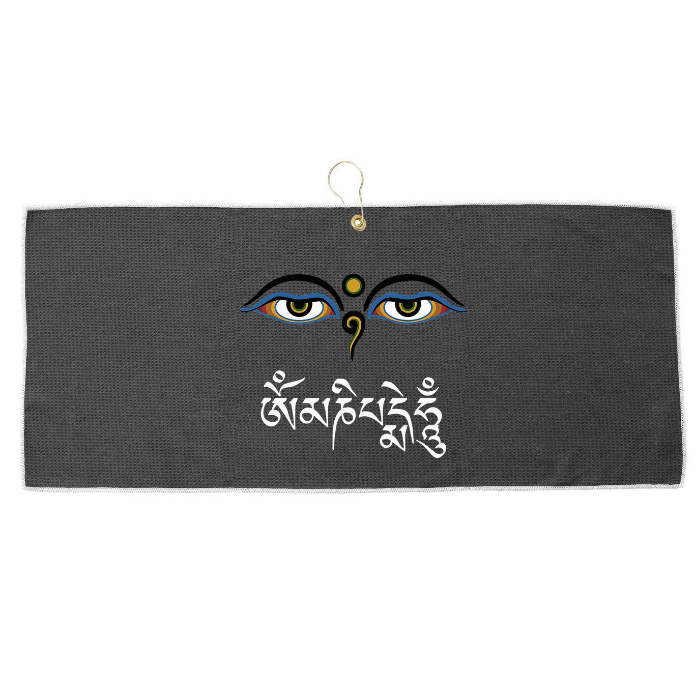 Wisdom Eyes Om Mani Padme Hum Buddha Buddhist Dalai Lama Large Microfiber Waffle Golf Towel