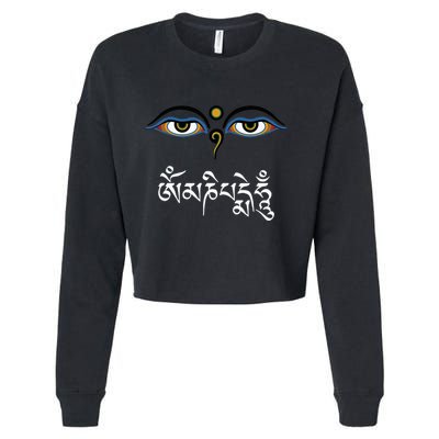Wisdom Eyes Om Mani Padme Hum Buddha Buddhist Dalai Lama Cropped Pullover Crew