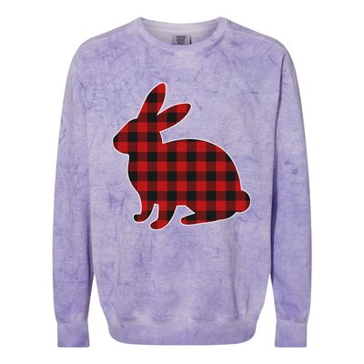 Wo Easter Plaid Bunny Rabbit Gift Colorblast Crewneck Sweatshirt