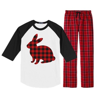 Wo Easter Plaid Bunny Rabbit Gift Raglan Sleeve Pajama Set