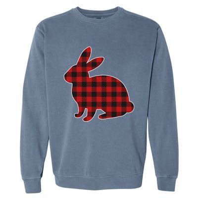 Wo Easter Plaid Bunny Rabbit Gift Garment-Dyed Sweatshirt