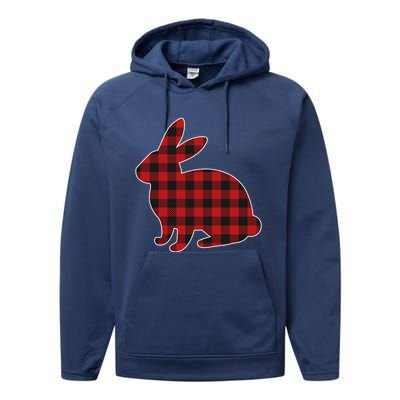 Wo Easter Plaid Bunny Rabbit Gift Performance Fleece Hoodie