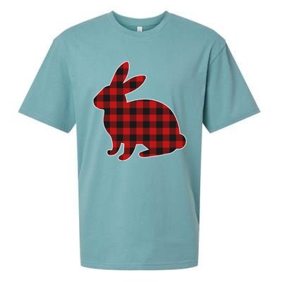 Wo Easter Plaid Bunny Rabbit Gift Sueded Cloud Jersey T-Shirt