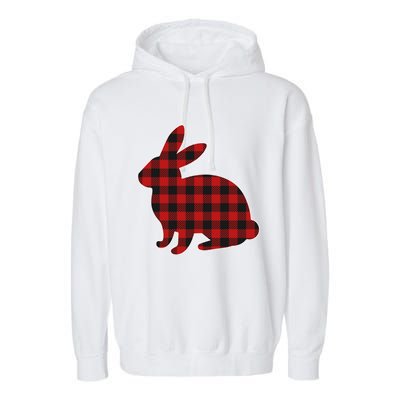 Wo Easter Plaid Bunny Rabbit Gift Garment-Dyed Fleece Hoodie