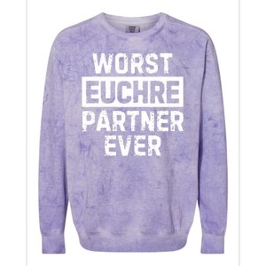 Worst Euchre Partner Ever Funny Colorblast Crewneck Sweatshirt