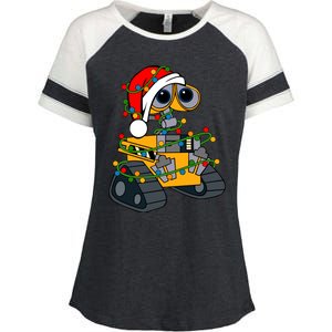 Wall E Robot Christmas Lights Wall E Very Merry Xmas Party Enza Ladies Jersey Colorblock Tee