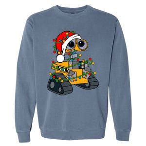 Wall E Robot Christmas Lights Wall E Very Merry Xmas Party Garment-Dyed Sweatshirt