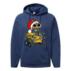 Wall E Robot Christmas Lights Wall E Very Merry Xmas Party Performance Fleece Hoodie