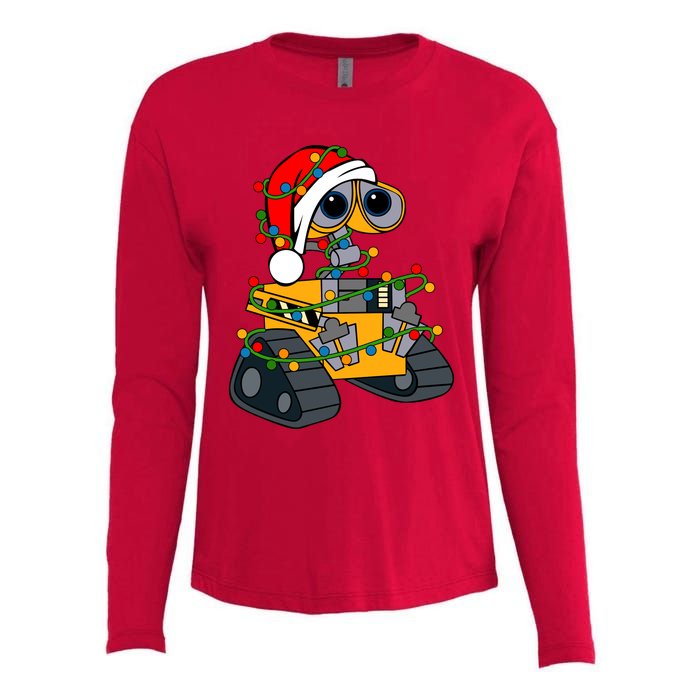 Wall E Robot Christmas Lights Wall E Very Merry Xmas Party Womens Cotton Relaxed Long Sleeve T-Shirt