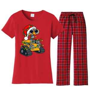 Wall E Robot Christmas Lights Wall E Very Merry Xmas Party Women's Flannel Pajama Set