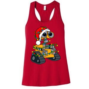 Wall E Robot Christmas Lights Wall E Very Merry Xmas Party Women's Racerback Tank