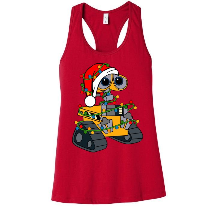 Wall E Robot Christmas Lights Wall E Very Merry Xmas Party Women's Racerback Tank