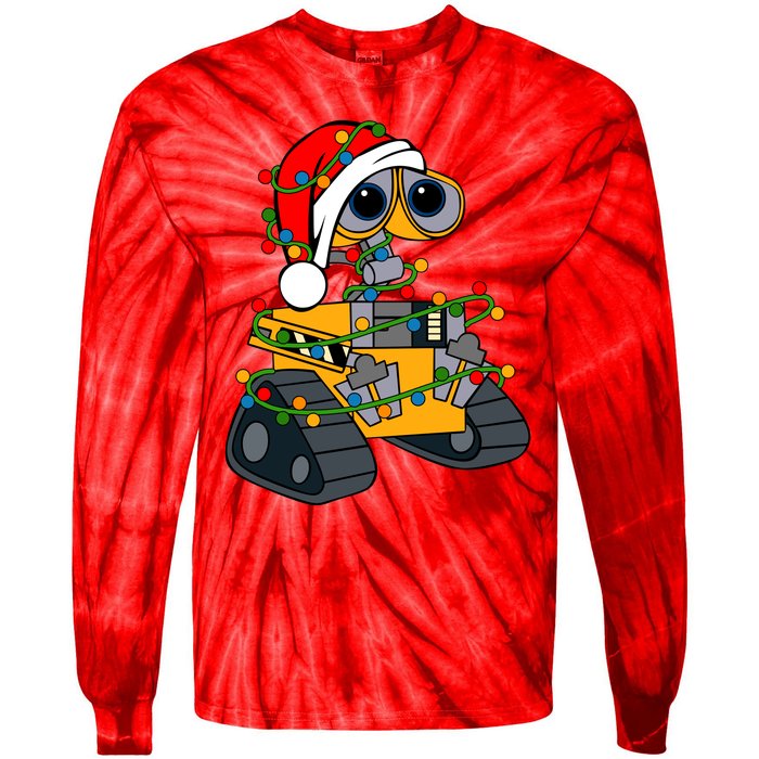 Wall E Robot Christmas Lights Wall E Very Merry Xmas Party Tie-Dye Long Sleeve Shirt