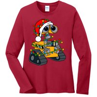 Wall E Robot Christmas Lights Wall E Very Merry Xmas Party Ladies Long Sleeve Shirt