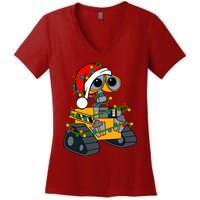 Wall E Robot Christmas Lights Wall E Very Merry Xmas Party Women's V-Neck T-Shirt