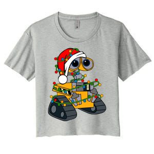 Wall E Robot Christmas Lights Wall E Very Merry Xmas Party Women's Crop Top Tee