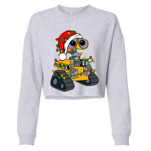 Wall E Robot Christmas Lights Wall E Very Merry Xmas Party Cropped Pullover Crew