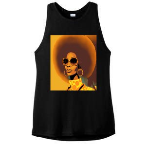 Wo Empowert Retro Afro African American Mom Cool Gift Ladies PosiCharge Tri-Blend Wicking Tank