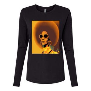 Wo Empowert Retro Afro African American Mom Cool Gift Womens Cotton Relaxed Long Sleeve T-Shirt