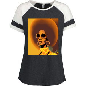 Wo Empowert Retro Afro African American Mom Cool Gift Enza Ladies Jersey Colorblock Tee