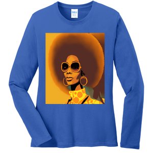 Wo Empowert Retro Afro African American Mom Cool Gift Ladies Long Sleeve Shirt