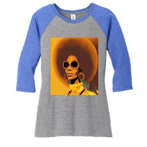 Wo Empowert Retro Afro African American Mom Cool Gift Women's Tri-Blend 3/4-Sleeve Raglan Shirt