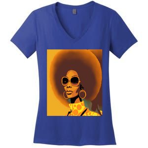 Wo Empowert Retro Afro African American Mom Cool Gift Women's V-Neck T-Shirt