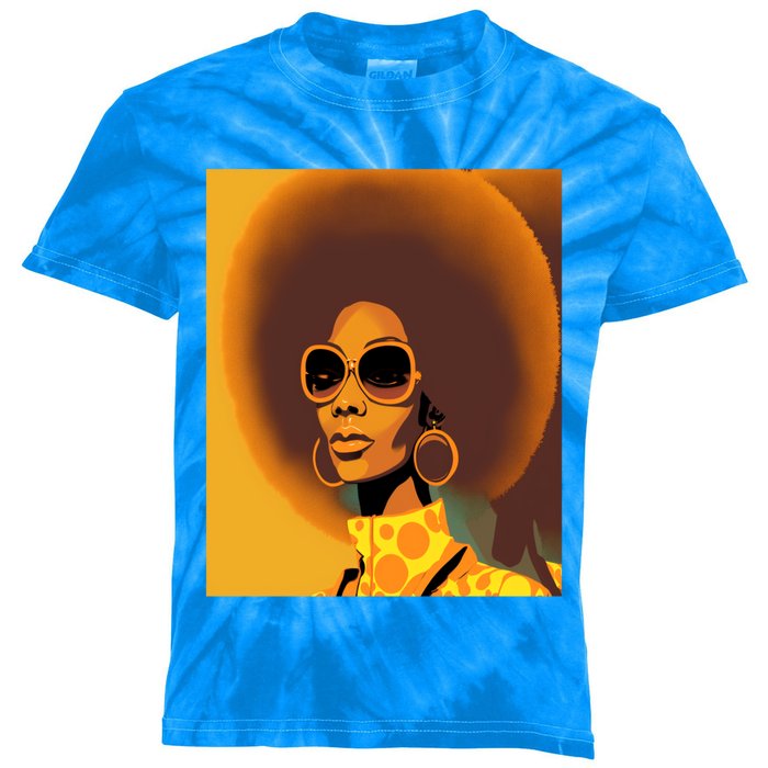 Wo Empowert Retro Afro African American Mom Cool Gift Kids Tie-Dye T-Shirt