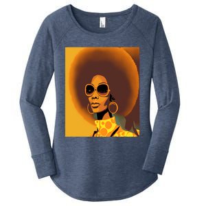 Wo Empowert Retro Afro African American Mom Cool Gift Women's Perfect Tri Tunic Long Sleeve Shirt