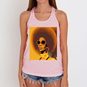 Wo Empowert Retro Afro African American Mom Cool Gift Women's Knotted Racerback Tank