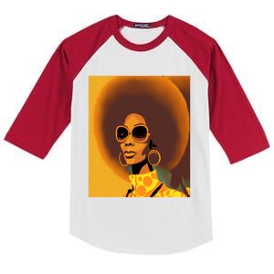 Wo Empowert Retro Afro African American Mom Cool Gift Kids Colorblock Raglan Jersey