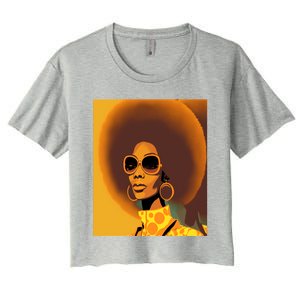 Wo Empowert Retro Afro African American Mom Cool Gift Women's Crop Top Tee