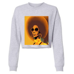 Wo Empowert Retro Afro African American Mom Cool Gift Cropped Pullover Crew