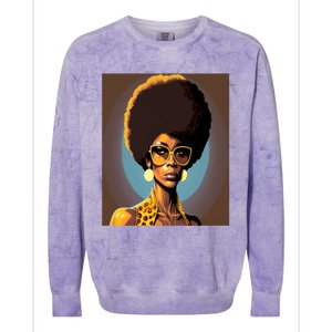 Wo Empowert Retro Afro African American Mom Gift Colorblast Crewneck Sweatshirt