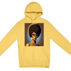 Wo Empowert Retro Afro African American Mom Gift Premium Pullover Hoodie