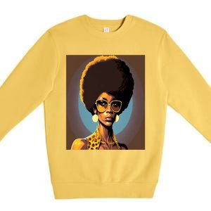 Wo Empowert Retro Afro African American Mom Gift Premium Crewneck Sweatshirt