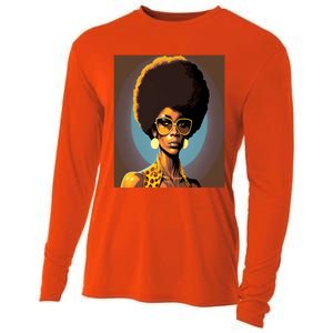 Wo Empowert Retro Afro African American Mom Gift Cooling Performance Long Sleeve Crew