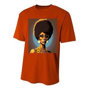 Wo Empowert Retro Afro African American Mom Gift Performance Sprint T-Shirt